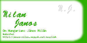 milan janos business card